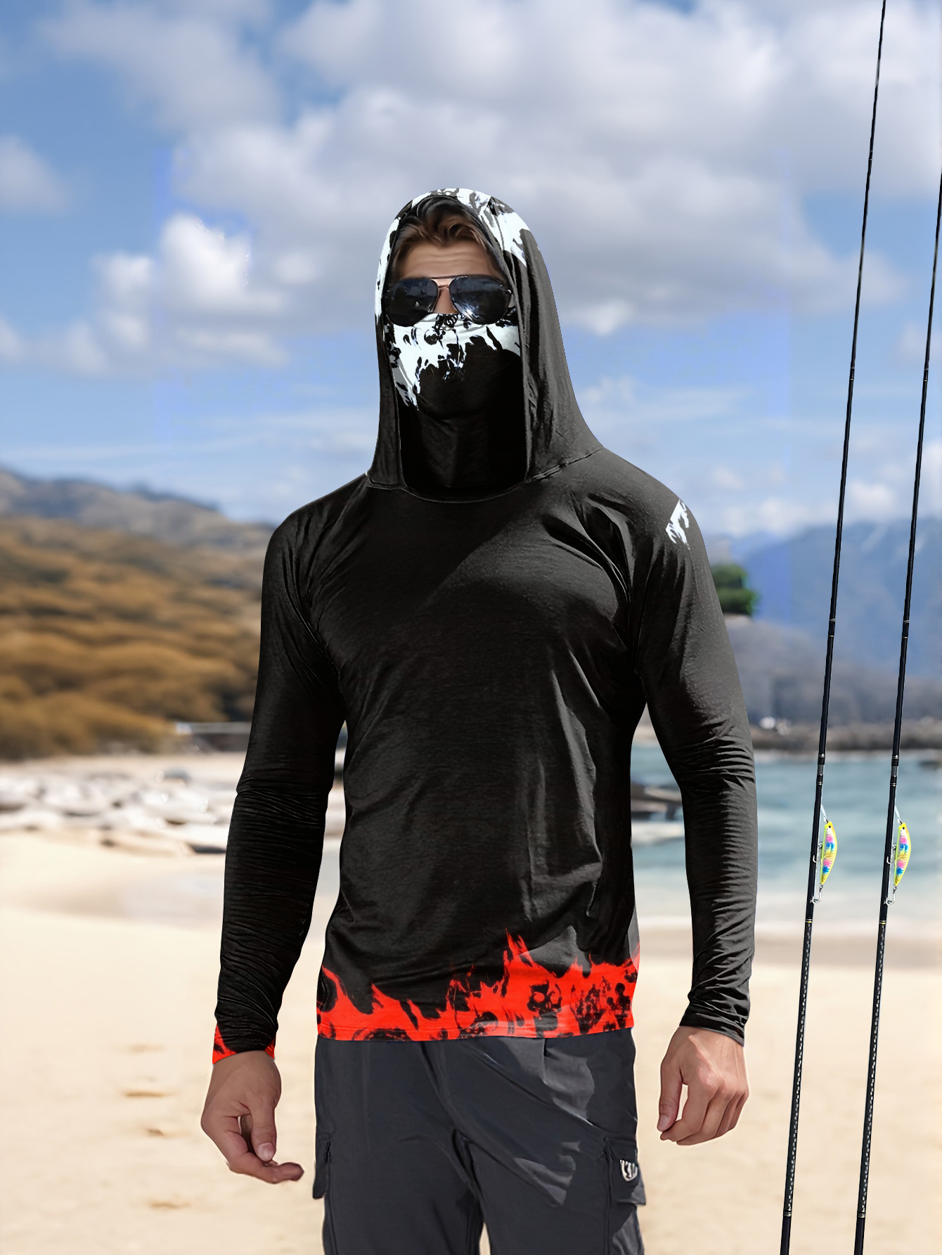 Camisa de pesca com capuz para - Fishing Shirt Uv Protection avaliação e preço